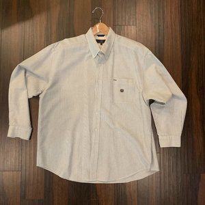 Woods & Woods pinstripe white/gray cotton shirt XL